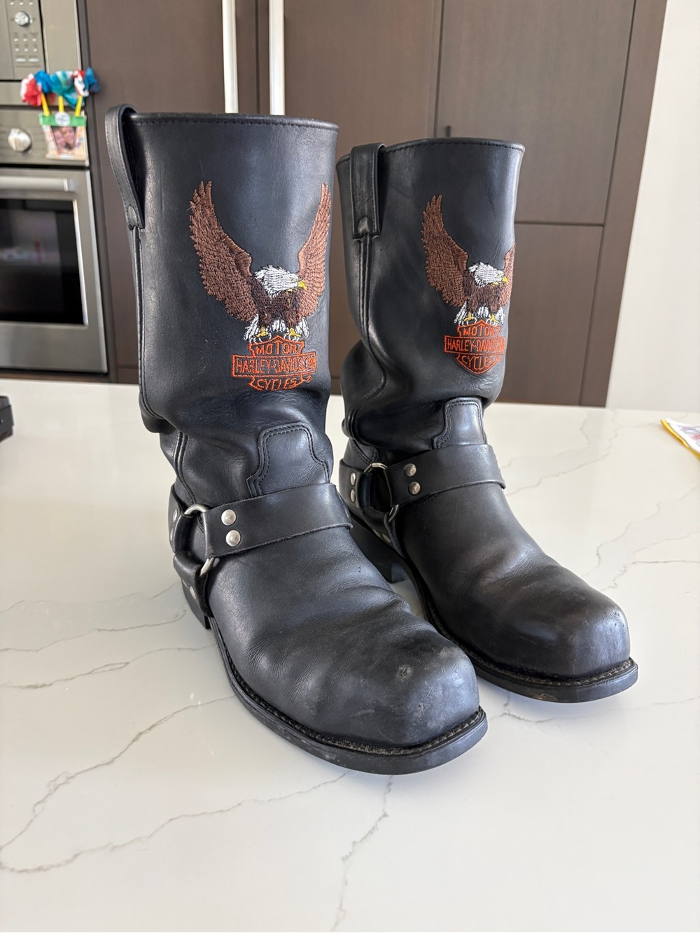 W9.5 Harley-Davidson Moto Harness Boots with Embroidered Eagle